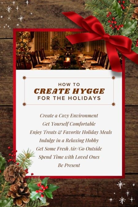 Checklist image of how to create hygge for the holidays
